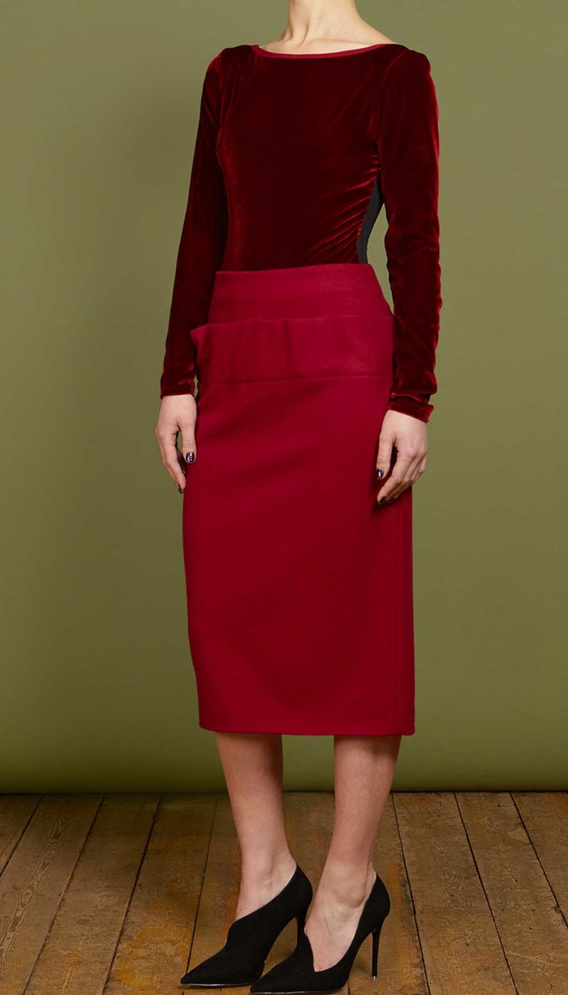 Leo Molton Wool Midi Skirt