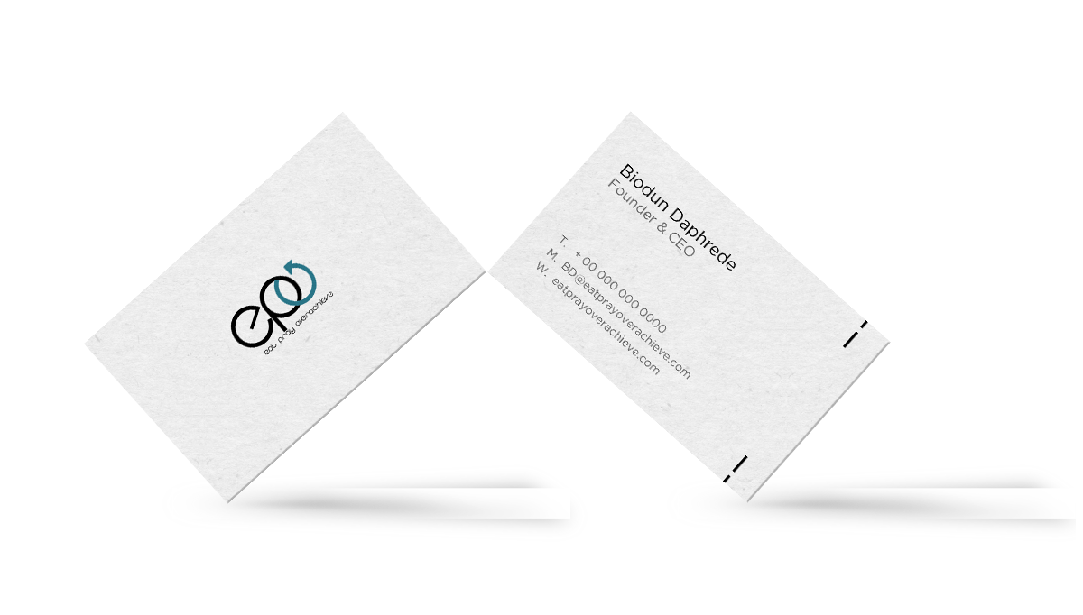 Eat Pray Overachieve Business Cards designed by Adiree